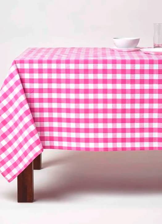 Checked 100% cotton tablecloth Pink