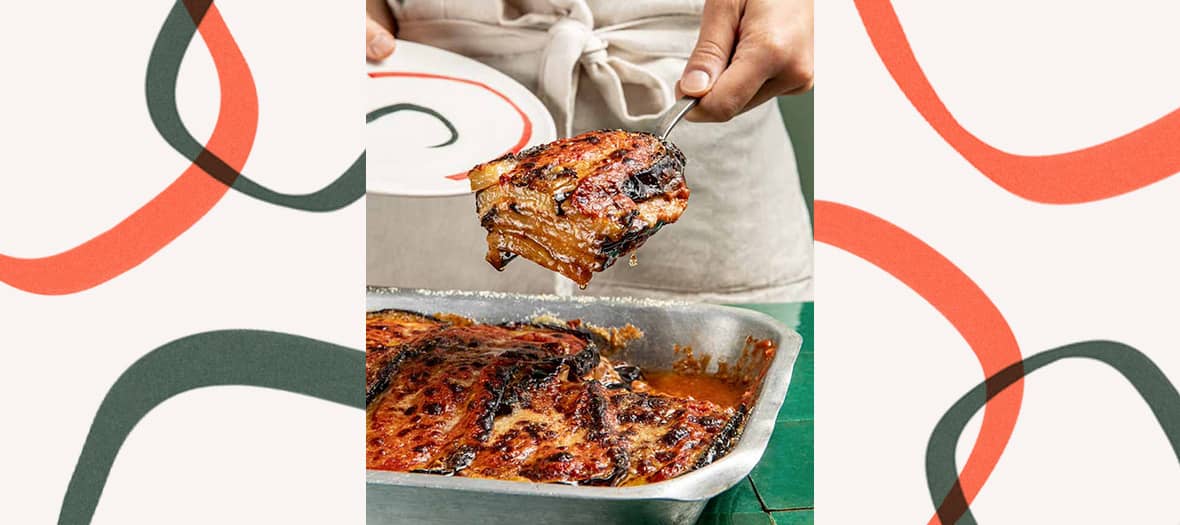 La recette de la parmigiana, un gratin d’aubergines et sauce tomate recouvert de parmesan fondu