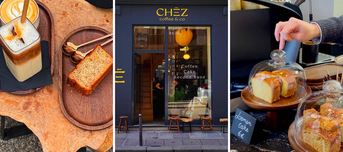 Café Chez Coffee & Co à Paris, adresse conviviale proposant gâteaux maison et cafés latte dans un décor cosy.