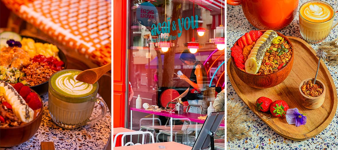 Smoothie bowls, latte matcha et déco colorée chez Acai & You, l’adresse healthy vitaminée de Paris.