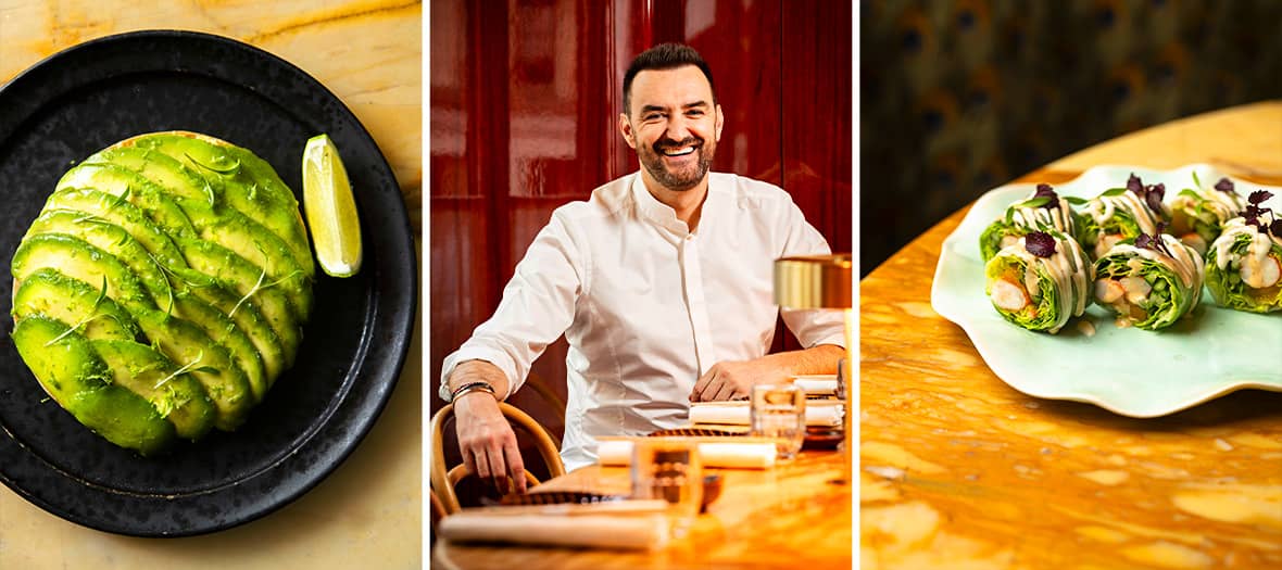 Plats raffinés, sushi rolls et chef Cyril Lignac au Bar des Prés, restaurant franco-japonais à Paris.