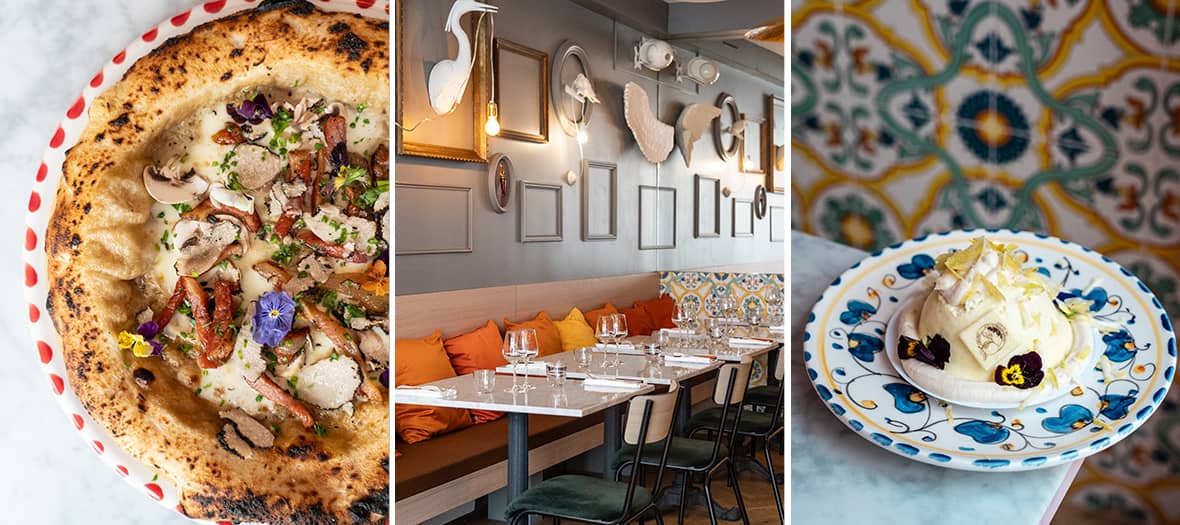 Linguine au homard servies au restaurant italien Prima à Paris, décor raffiné et chaleureux.