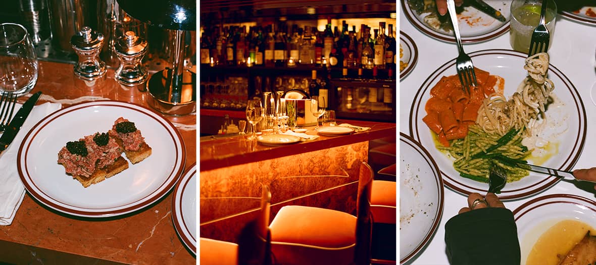 Intérieur du restaurant Cherry à Paris avec ambiance feutrée, cocktails élégants et cuisine italo-new-yorkaise conviviale.