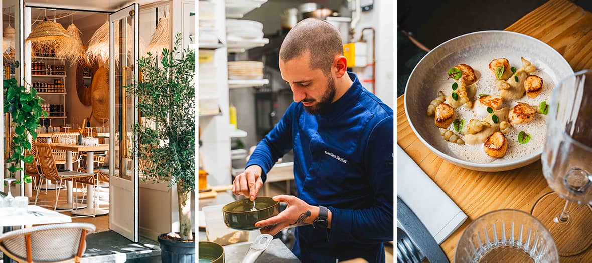 Le chef du restaurant Kalank en cuisine, préparant un plat inspiré du terroir méditerranéen.
