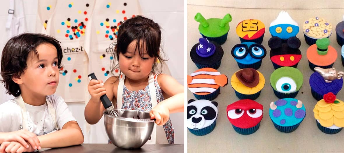 Cours de pâtisserie pour enfants à Paris avec décoration de cupcakes ludiques et colorés.