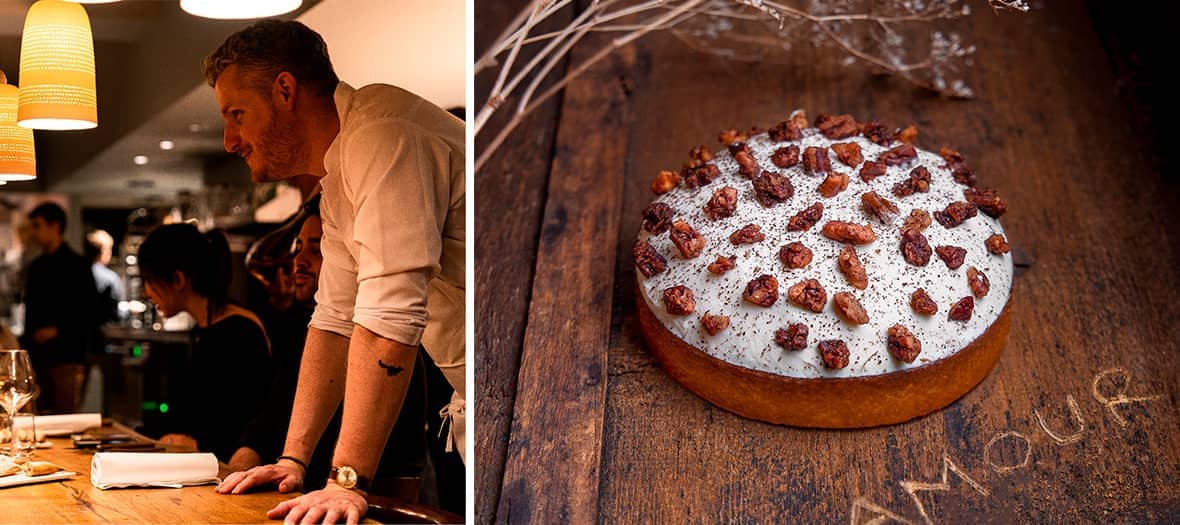 Cours de pâtisserie avec Yann Couvreur à Paris, ambiance intimiste et tarte gourmande aux fruits secs.