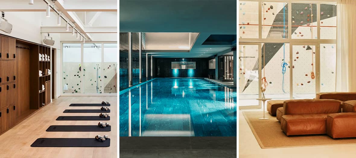 Salle de sport Fondation Paris avec piscine intérieure et équipements premium.
