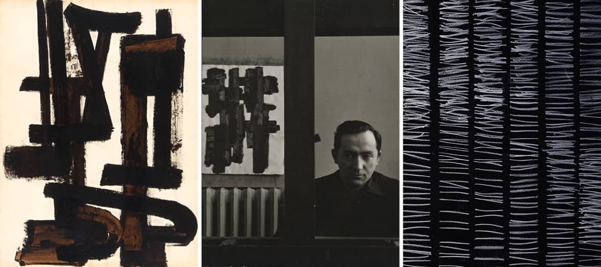 Peintures sur papier de Pierre Soulages dans l’exposition Une autre lumière à Paris.