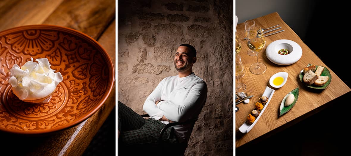 Chef du restaurant Aldehyde à Paris avec ses plats gastronomiques servis dans une vaisselle design et chaleureuse.