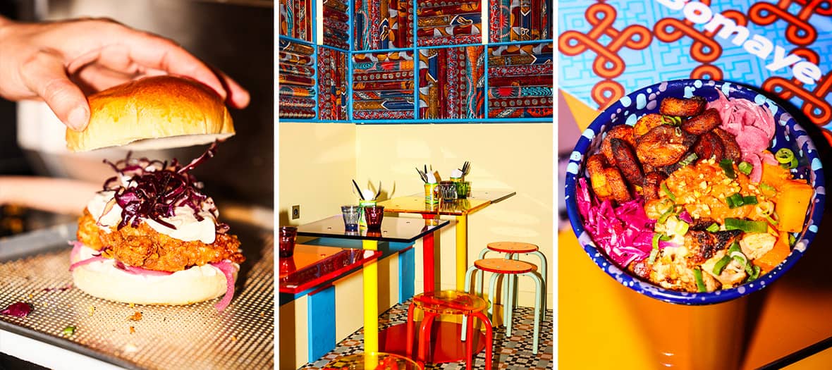 Bomaye, un restaurant coloré à Paris proposant une cuisine africaine authentique et savoureuse.