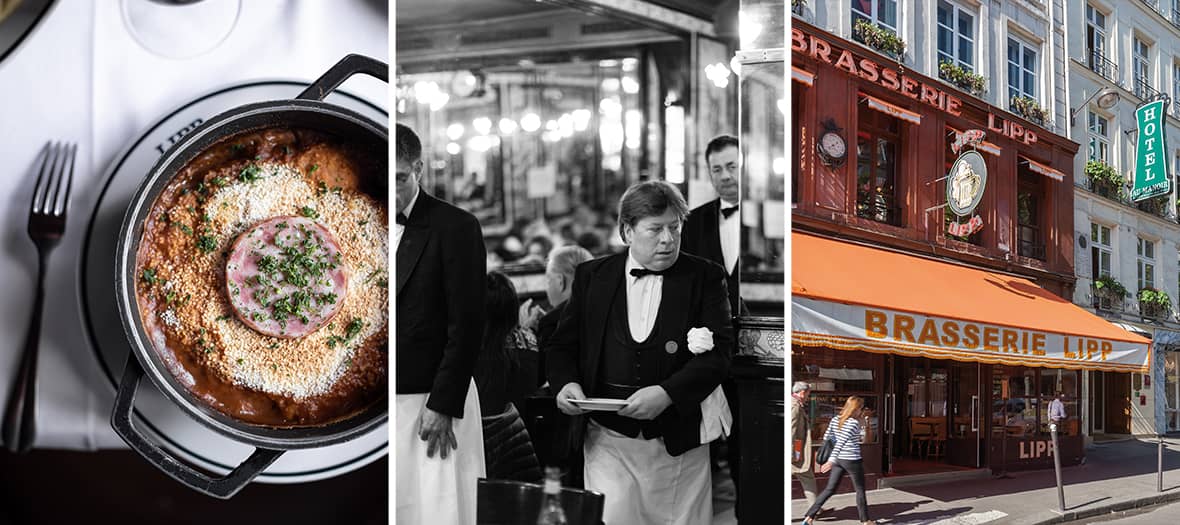 Cassoulet, ambiance historique et serveurs en uniforme à la célèbre Brasserie Lipp.