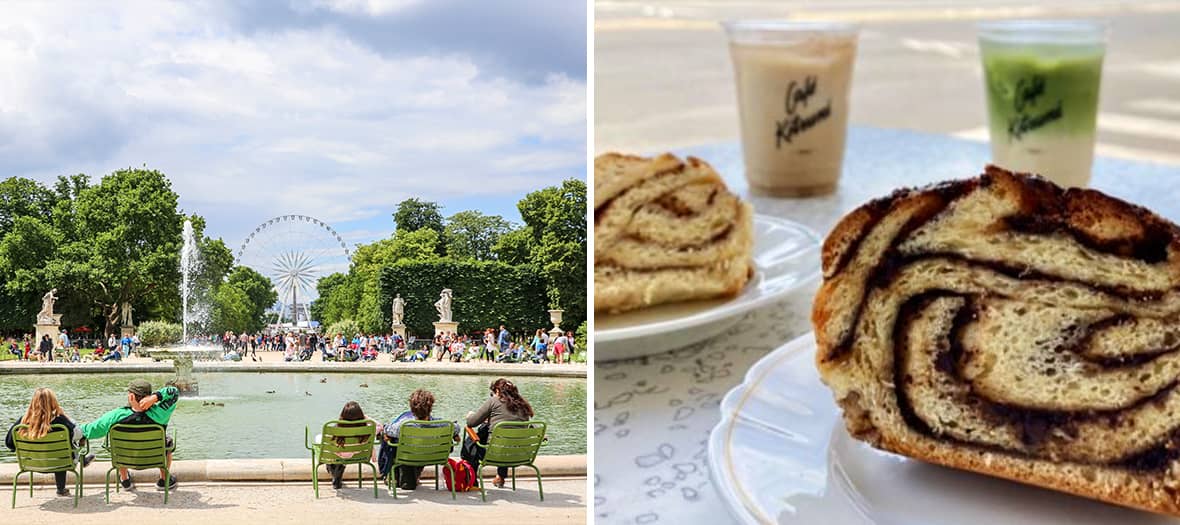 Pause gourmande au jardin des Tuileries avec vue sur la grande roue, babka chocolat et boissons glacées signées Café Kitsuné.