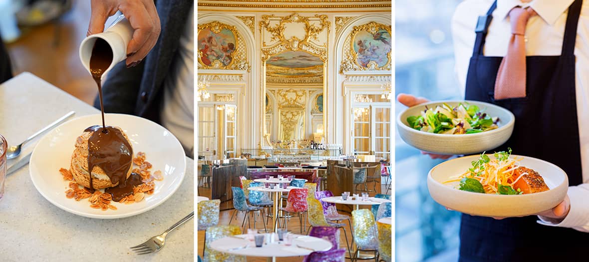 Décor doré somptueux du restaurant du musée d’Orsay avec ses plafonds peints et mobilier coloré.