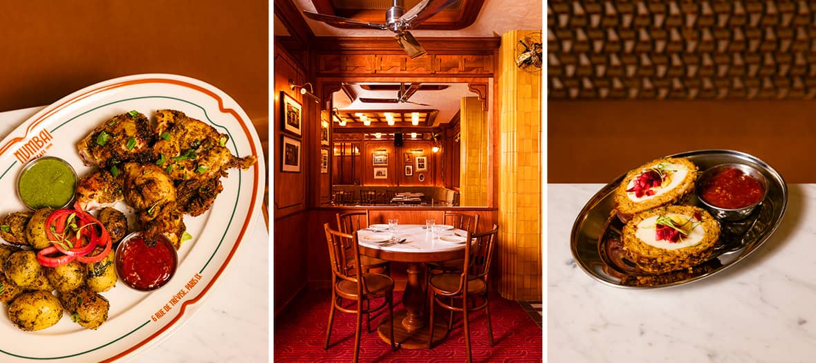 Restaurant Mumbai à Paris – spécialités indiennes parfumées et décor chaleureux aux tons bois et curry.