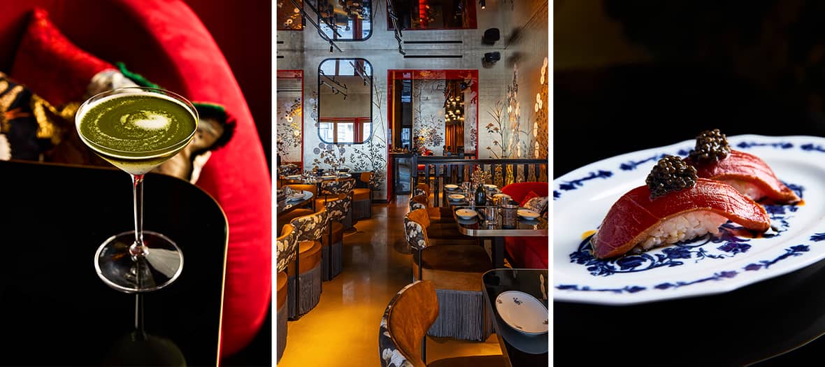 Restaurant japonais Uni à Paris – sushis raffinés au caviar et cadre contemporain chic.
