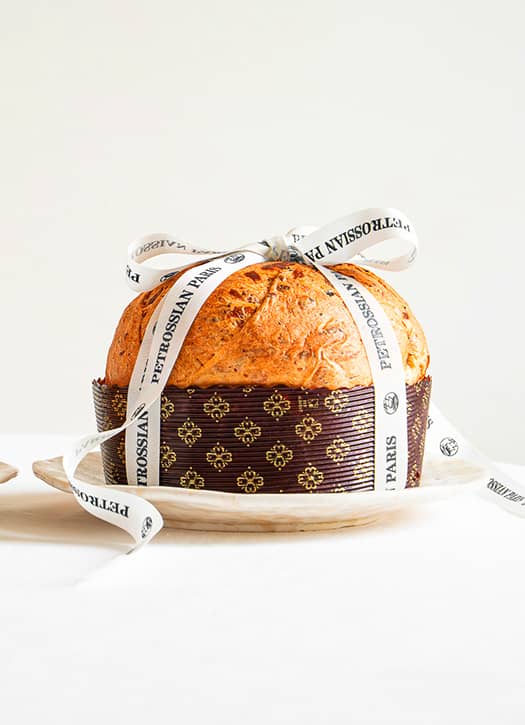 Panettone artisanal Christophe Louie en collaboration avec Petrossian, brioche italienne de Noël à Paris