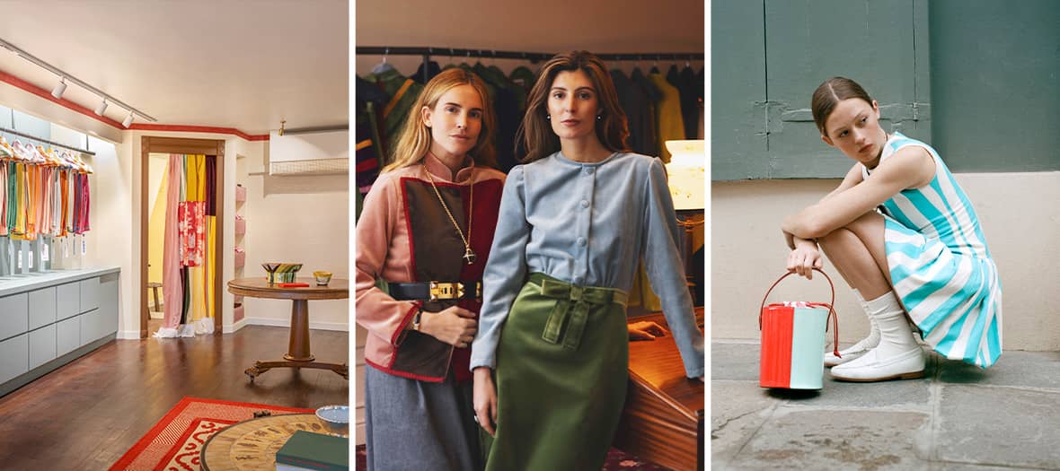 Intérieur de la boutique La Veste à Paris, mode créateur avec style rétro chic et coloré