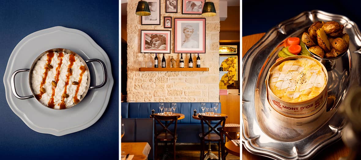 Intérieur chaleureux et plats gourmands du Bistrot Blandine, restaurant convivial du 16e arrondissement de Paris.
