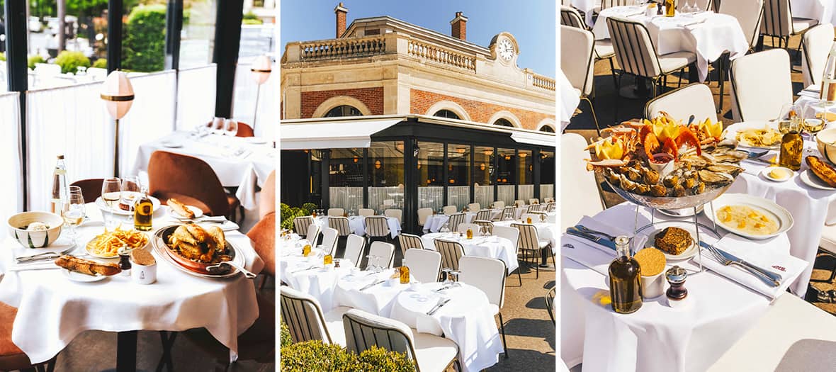 Terrasse chic et plateau de fruits de mer à la brasserie Flandrin à Paris 16e