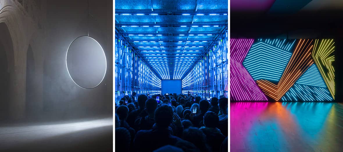 Expérience immersive entre art, lumière et technologie à Paris lors de l’exposition Into the Light.