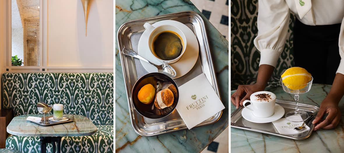 Pause gourmande chez Fruttini à Paris avec café italien, sorbet citron et douceurs maison.
