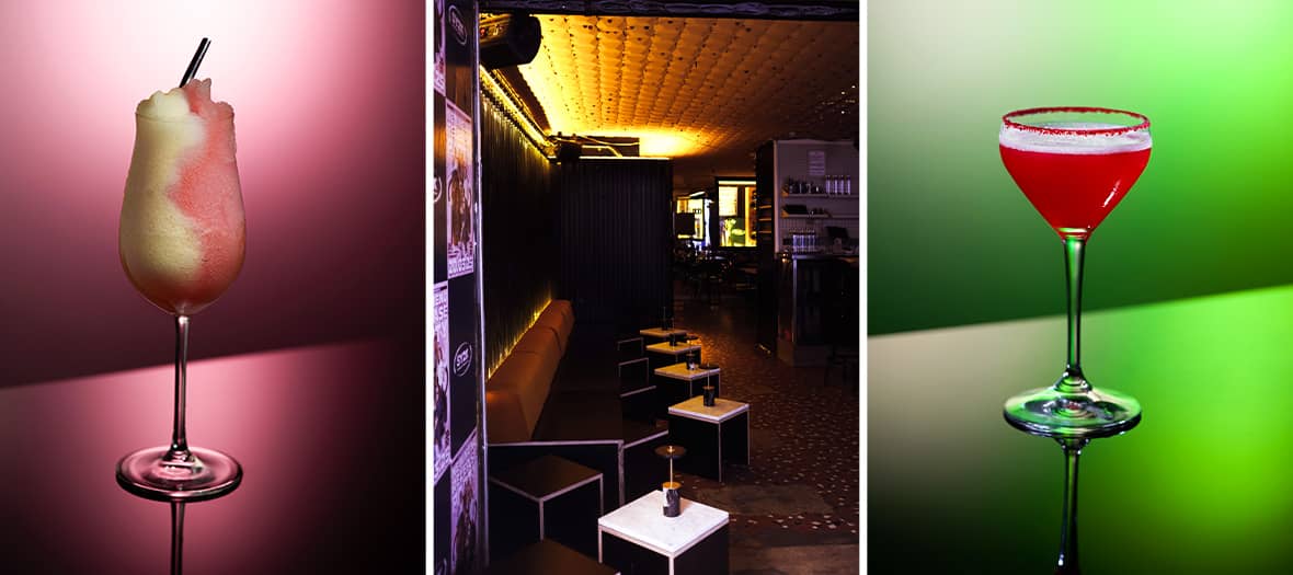 Cocktails signature dans l’ambiance feutrée du bar Le Syndicat à Paris, adresse tendance pour sortir la nuit.