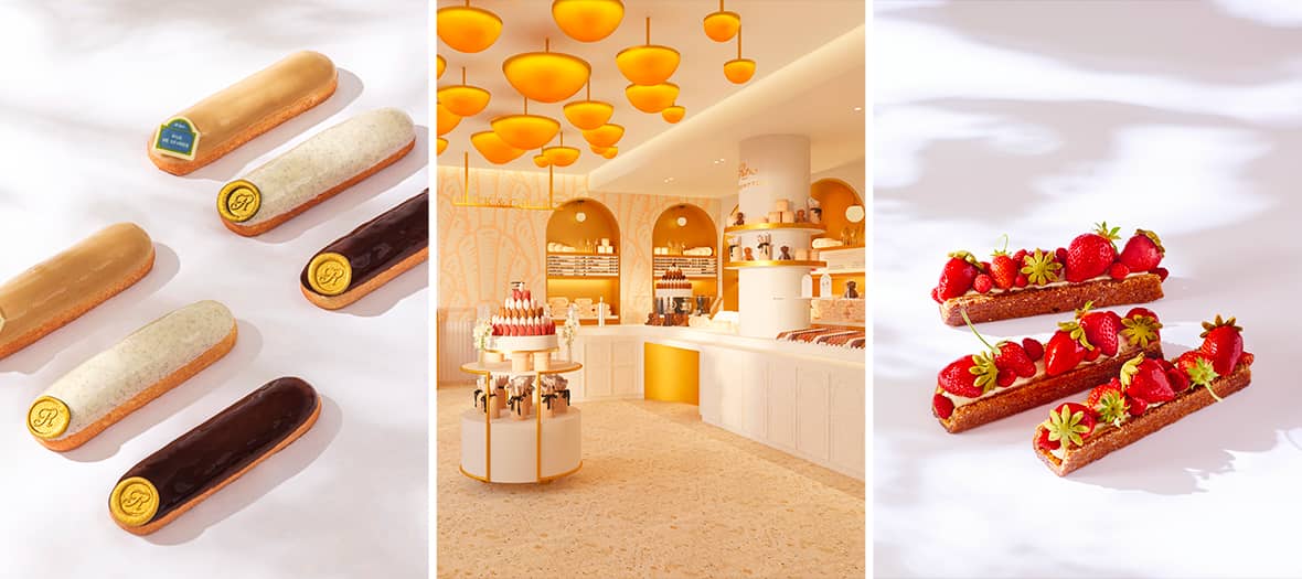 Éclairs fruités et décor raffiné à la pâtisserie du Ritz Paris, une adresse sucrée incontournable.