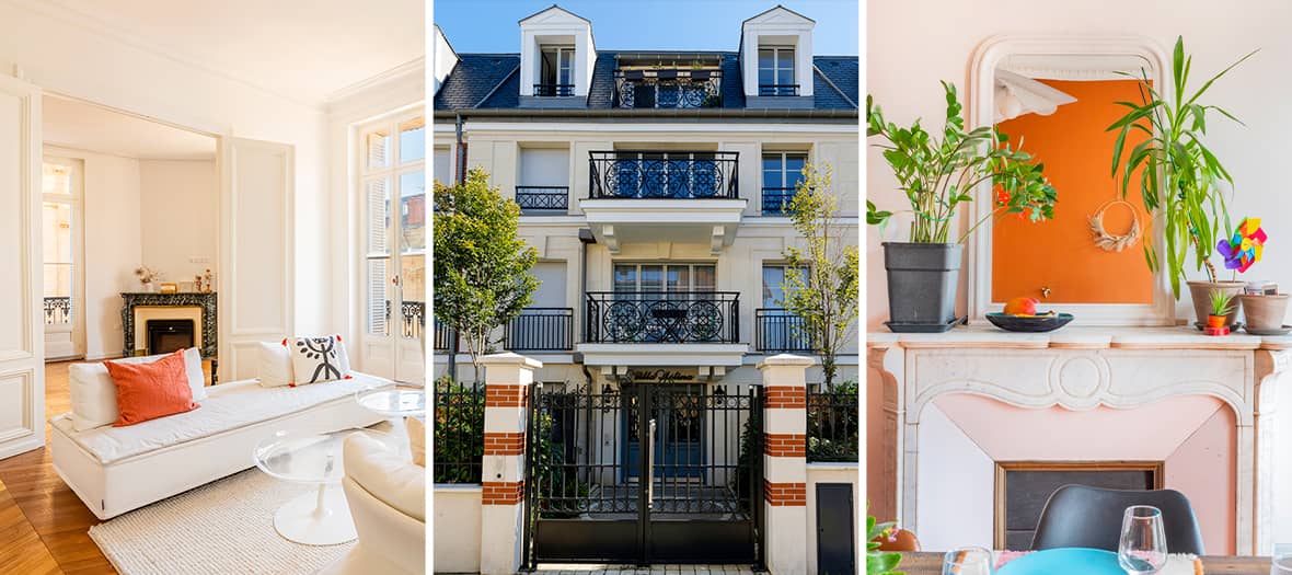 Décoration d’appartements parisiens avec cheminées, balcons et salons lumineux proposés par l’agence Homki.