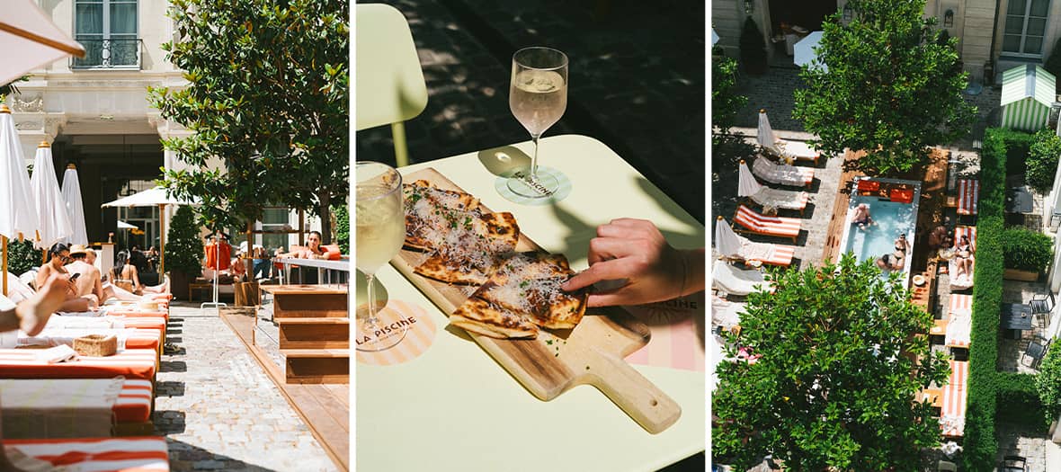 Piscine, brunch et cocktails en terrasse dans le jardin intérieur de l’hôtel Hoxton à Paris pour une pause estivale tendance.