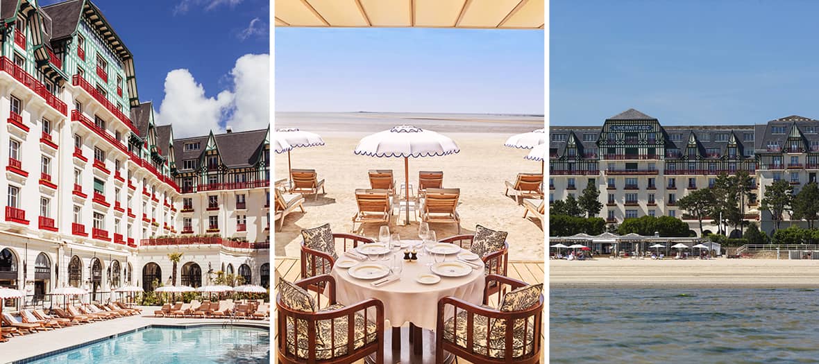 Terrasse et plage privée de l'hôtel Barrière L'Hermitage à La Baule, face à l'océan Atlantique