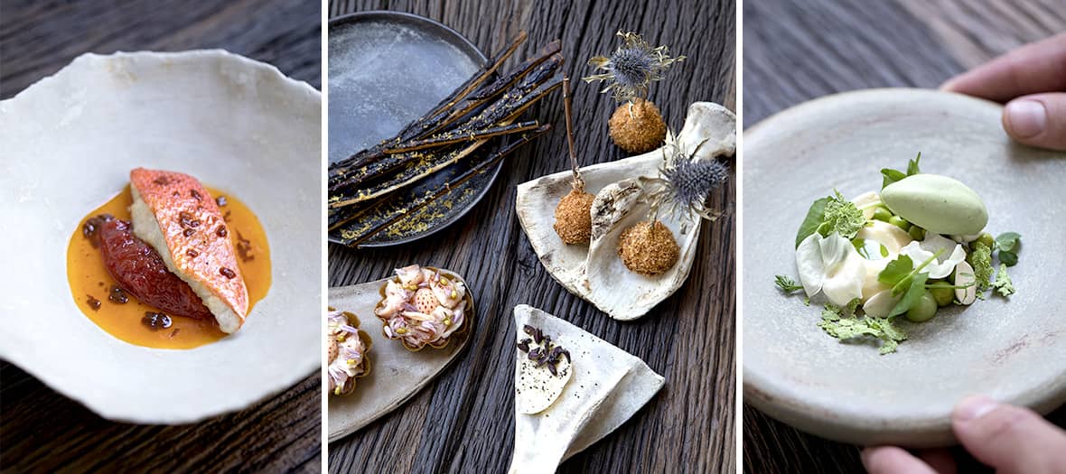Amuse-bouches du menu d&eacute;gustation chez G&eacute;osmine Paris, cr&eacute;ations fines et originales mettant en valeur les produits bruts