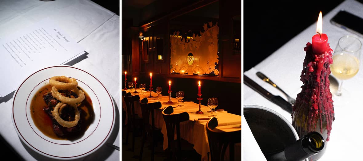 Tiramisu maison, salle lumineuse avec comptoir à vins et plat de pâtes italiennes au restaurant La Boule Rouge à Paris 9