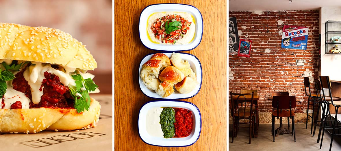 Pita garnie et mezz&eacute;s maison chez Nissi, street food m&eacute;diterran&eacute;enne &agrave; Paris