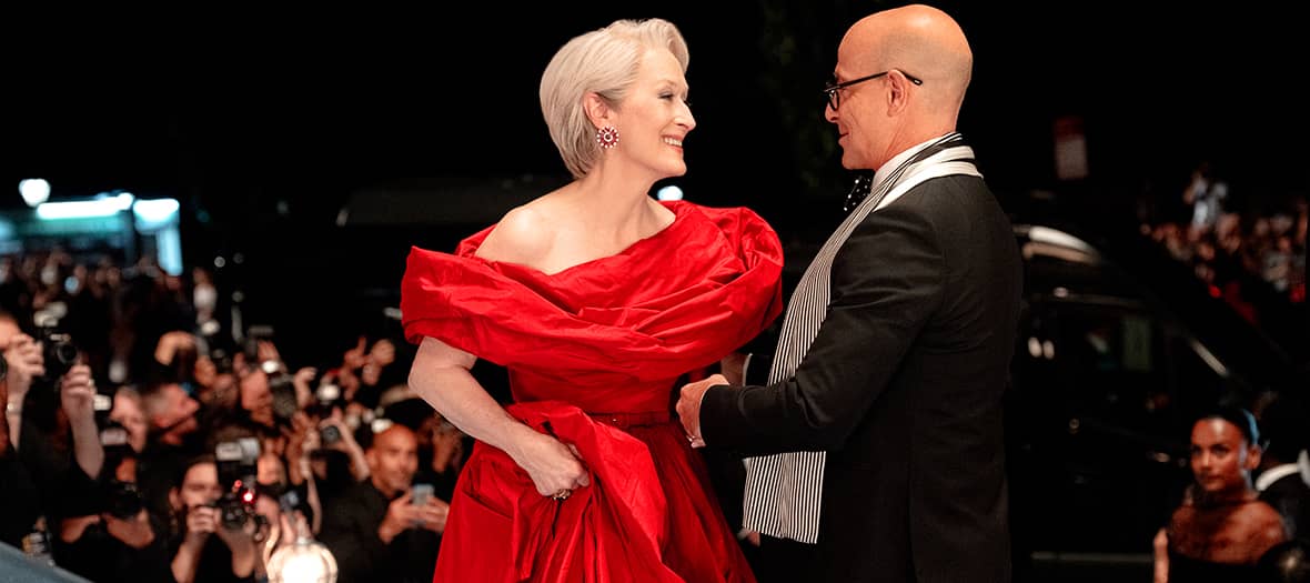 Meryl Streep en robe de soirée rouge