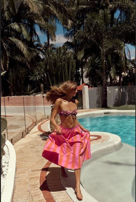 Jupe midi ray&eacute;e Lowen de chez Freepeople