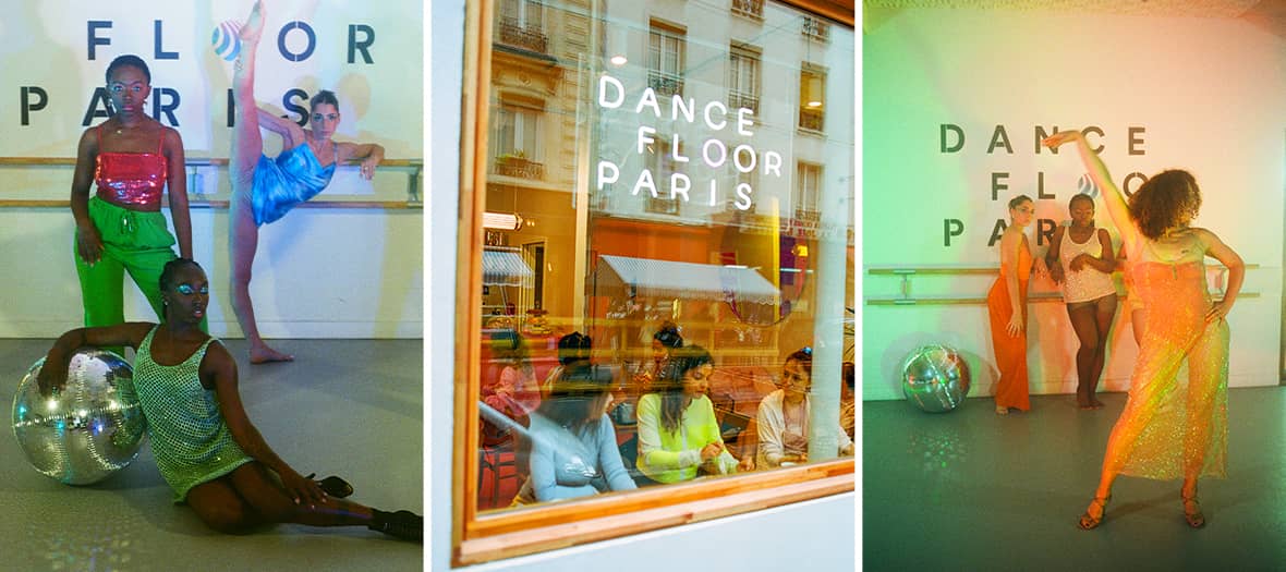 Danseuses en studio color&eacute;, vitrine Dancefloor Paris et performance artistique dans un espace cr&eacute;atif du 11e arrondissement